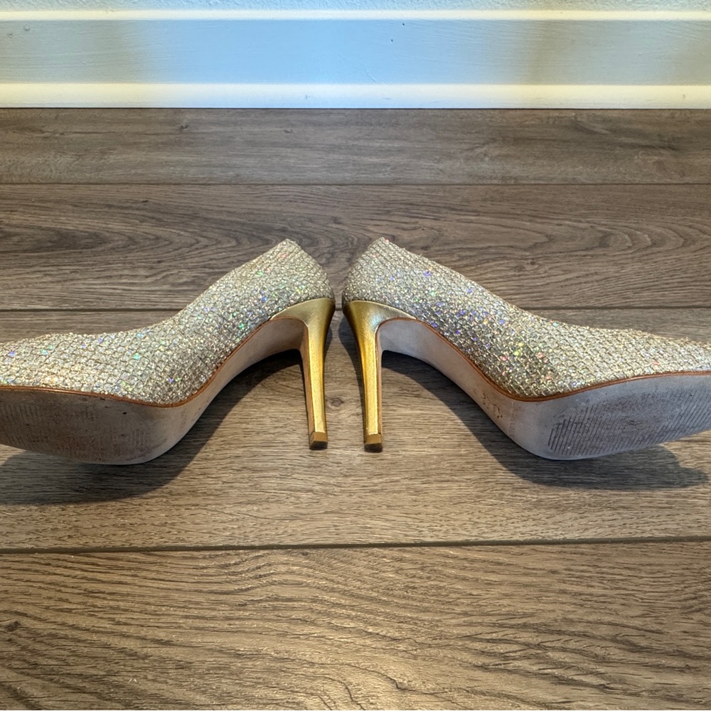 Enzo Angiolini Glittering Gold Silver Heels - Picture 11 of 16